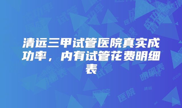 清远三甲试管医院真实成功率，内有试管花费明细表