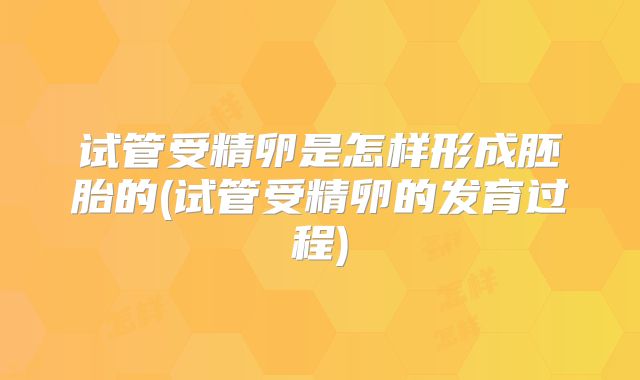 试管受精卵是怎样形成胚胎的(试管受精卵的发育过程)