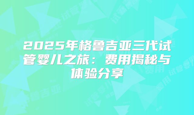 2025年格鲁吉亚三代试管婴儿之旅：费用揭秘与体验分享