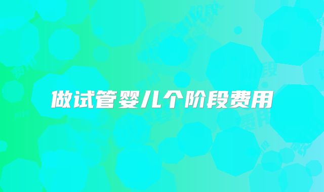 做试管婴儿个阶段费用