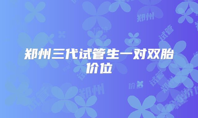 郑州三代试管生一对双胎价位