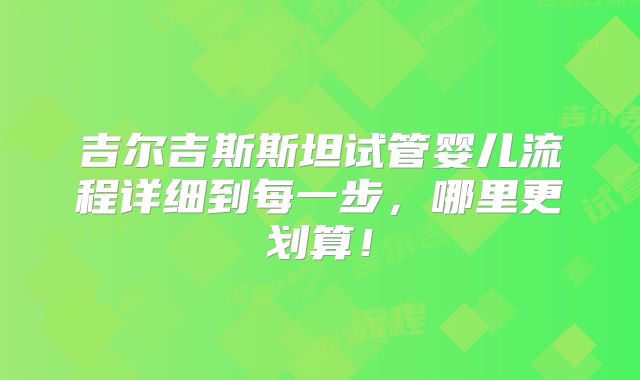 吉尔吉斯斯坦试管婴儿流程详细到每一步，哪里更划算！