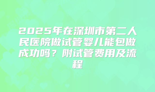2025年在深圳市第二人民医院做试管婴儿能包做成功吗？附试管费用及流程