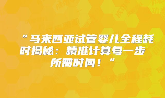 “马来西亚试管婴儿全程耗时揭秘：精准计算每一步所需时间！”