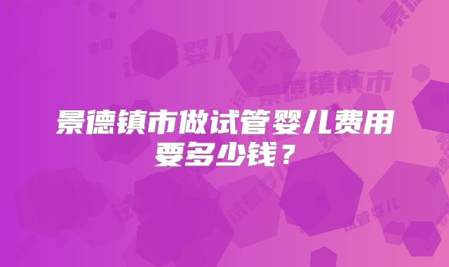 景德镇市做试管婴儿费用要多少钱？