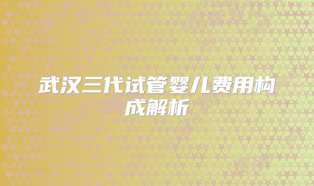 武汉三代试管婴儿费用构成解析