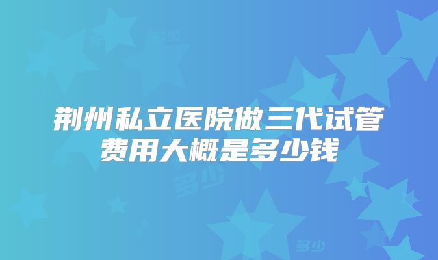 荆州私立医院做三代试管费用大概是多少钱