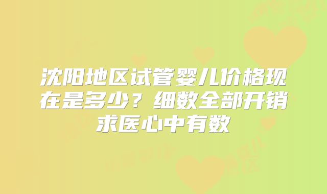 沈阳地区试管婴儿价格现在是多少?细数全部开销求医心中有数