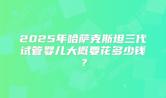 2025年哈萨克斯坦三代试管婴儿大概要花多少钱？