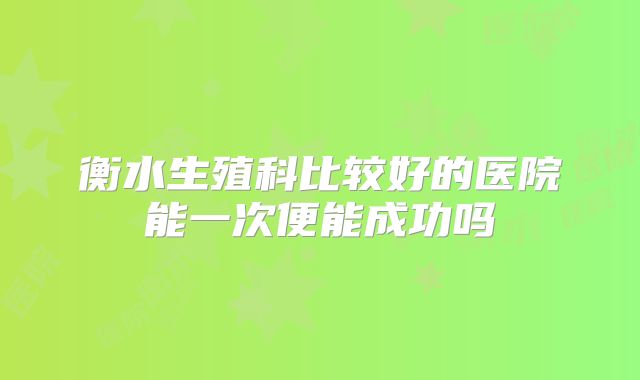 衡水生殖科比较好的医院能一次便能成功吗