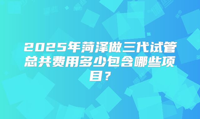 2025年菏泽做三代试管总共费用多少包含哪些项目?