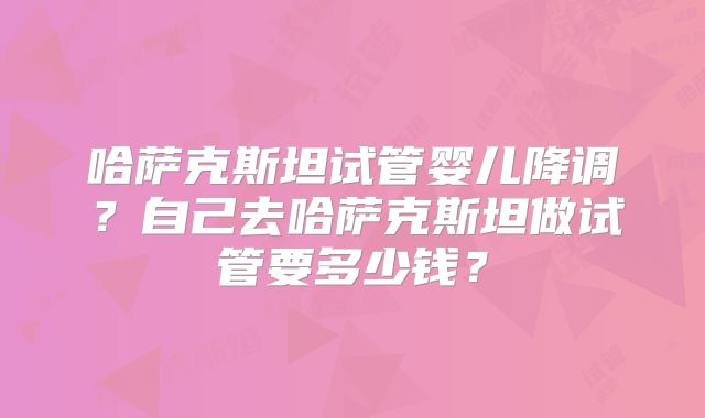 哈萨克斯坦试管婴儿降调？自己去哈萨克斯坦做试管要多少钱？