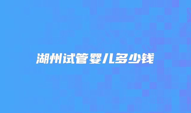 湖州试管婴儿多少钱