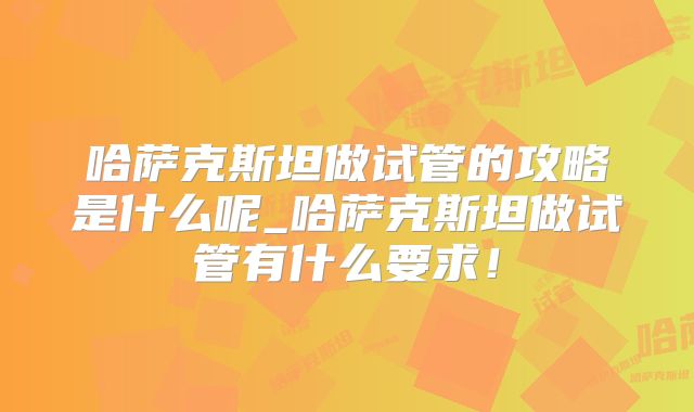 哈萨克斯坦做试管的攻略是什么呢_哈萨克斯坦做试管有什么要求！