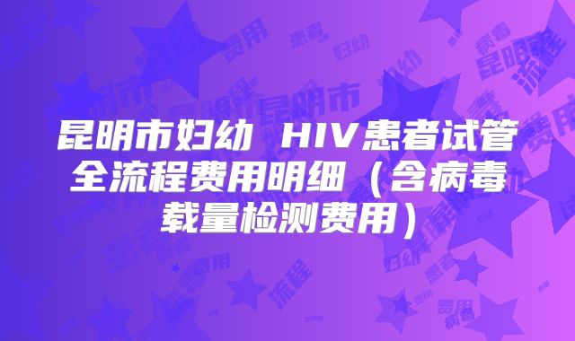 昆明市妇幼 HIV患者试管全流程费用明细（含病毒载量检测费用）