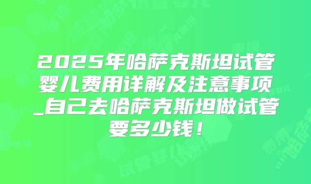 2025年哈萨克斯坦试管婴儿费用详解及注意事项_自己去哈萨克斯坦做试管要多少钱！
