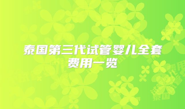 泰国第三代试管婴儿全套费用一览