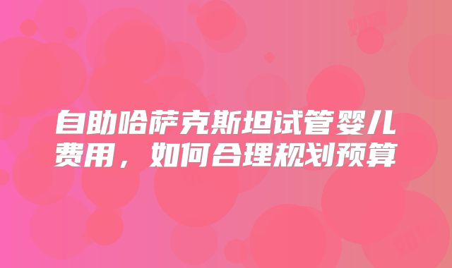 自助哈萨克斯坦试管婴儿费用,如何合理规划预算