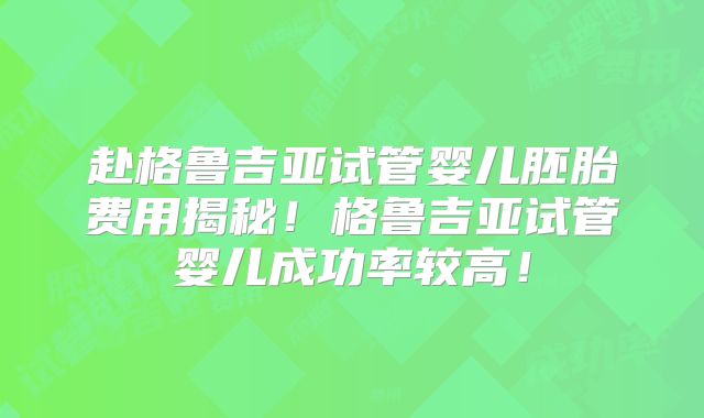 赴格鲁吉亚试管婴儿胚胎费用揭秘！格鲁吉亚试管婴儿成功率较高！