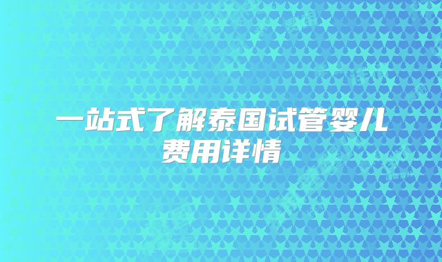 一站式了解泰国试管婴儿费用详情