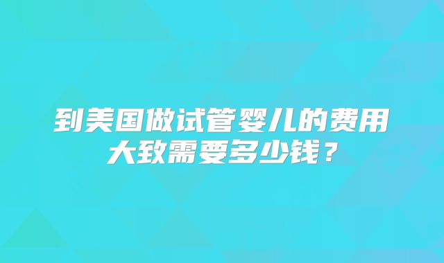 到美国做试管婴儿的费用大致需要多少钱？