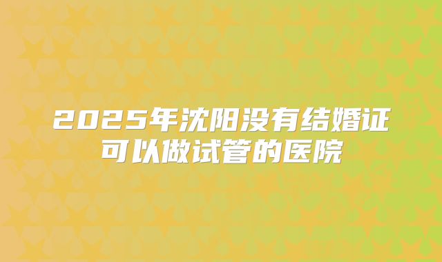 2025年沈阳没有结婚证可以做试管的医院