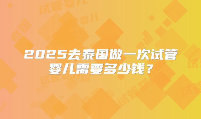 2025去泰国做一次试管婴儿需要多少钱？
