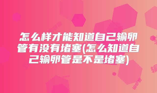 怎么样才能知道自己输卵管有没有堵塞(怎么知道自己输卵管是不是堵塞)