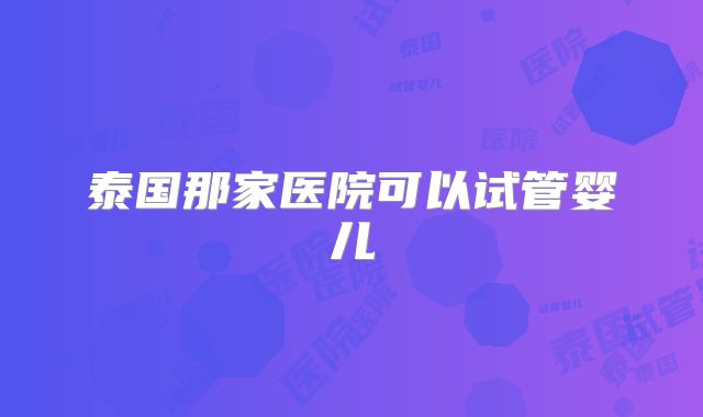 泰国那家医院可以试管婴儿