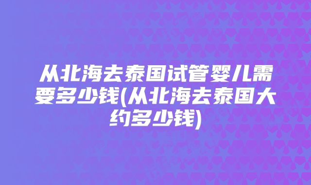从北海去泰国试管婴儿需要多少钱(从北海去泰国大约多少钱)