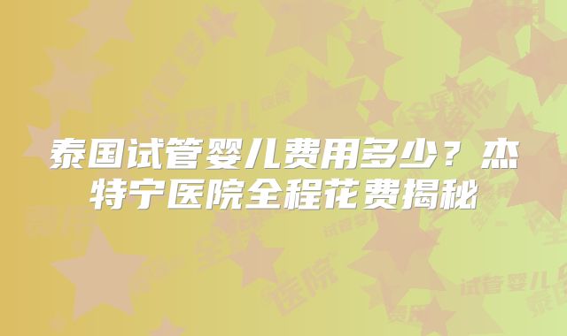泰国试管婴儿费用多少?杰特宁医院全程花费揭秘