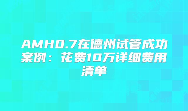 AMH0.7在德州试管成功案例：花费10万详细费用清单