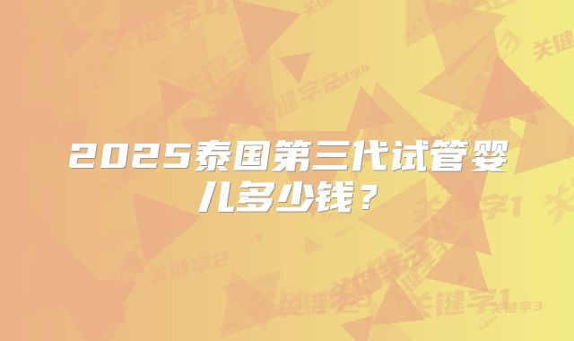 2025泰国第三代试管婴儿多少钱？