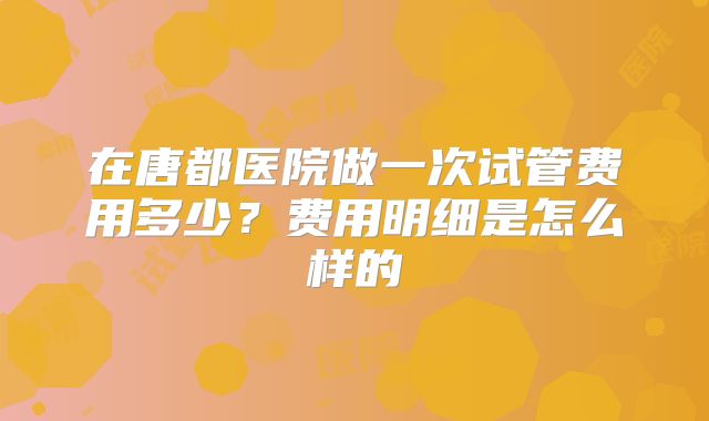 在唐都医院做一次试管费用多少？费用明细是怎么样的