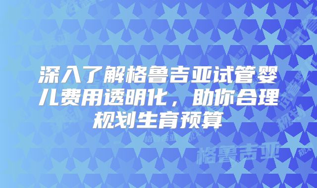 深入了解格鲁吉亚试管婴儿费用透明化，助你合理规划生育预算
