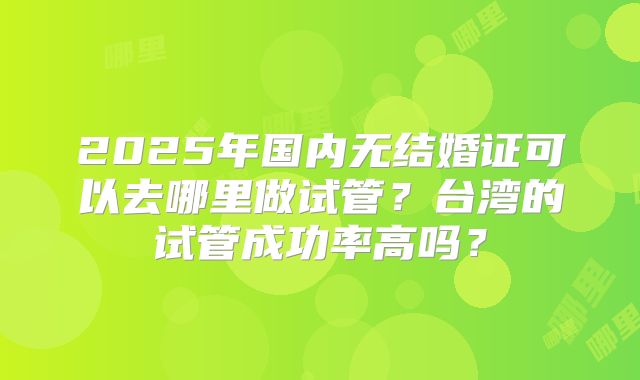2025年国内无结婚证可以去哪里做试管？台湾的试管成功率高吗？