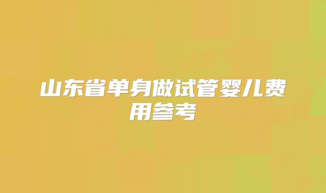 山东省单身做试管婴儿费用参考