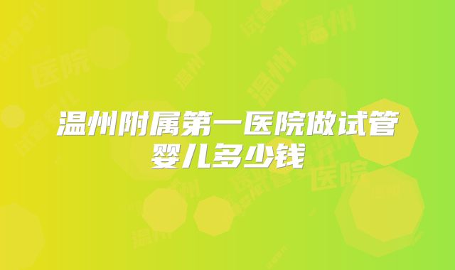 温州附属第一医院做试管婴儿多少钱