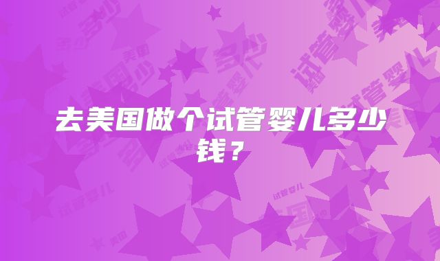 去美国做个试管婴儿多少钱？
