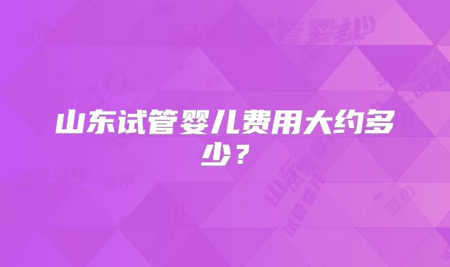 山东试管婴儿费用大约多少？