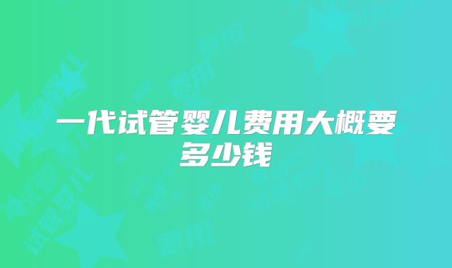 一代试管婴儿费用大概要多少钱
