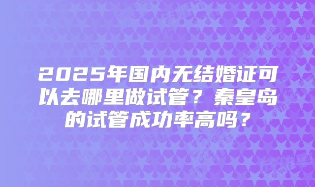 2025年国内无结婚证可以去哪里做试管?秦皇岛的试管成功率高吗?