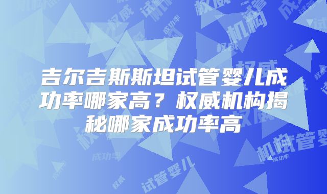 吉尔吉斯斯坦试管婴儿成功率哪家高?权威机构揭秘哪家成功率高