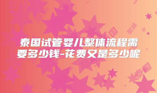 泰国试管婴儿整体流程需要多少钱-花费又是多少呢