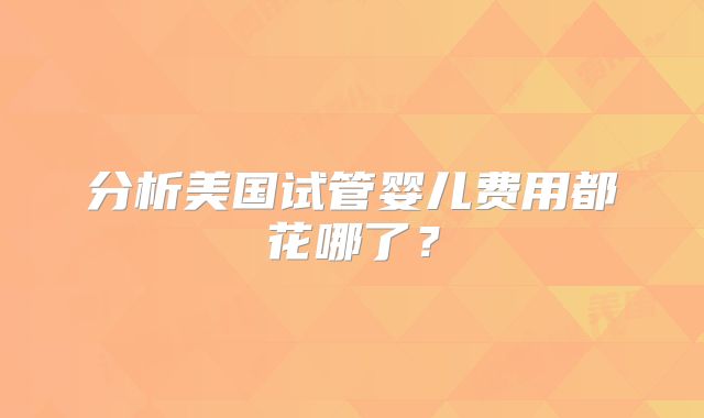 分析美国试管婴儿费用都花哪了？