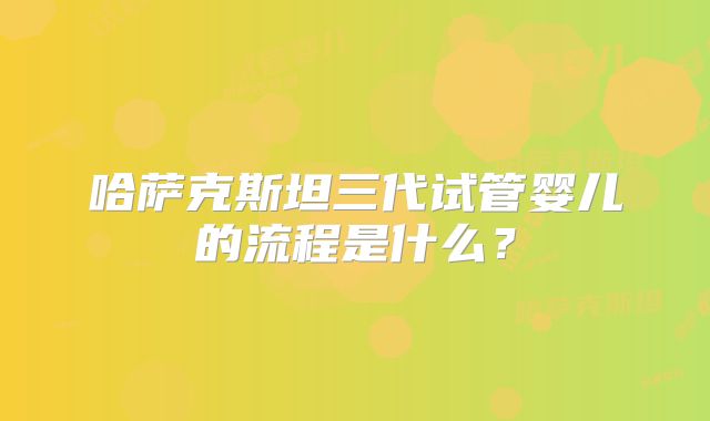 哈萨克斯坦三代试管婴儿的流程是什么？