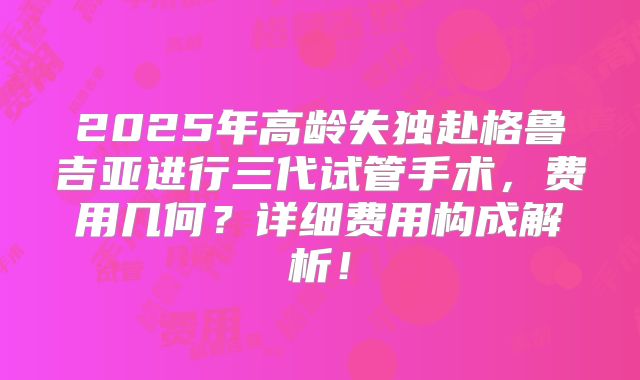 2025年高龄失独赴格鲁吉亚进行三代试管手术，费用几何？详细费用构成解析！