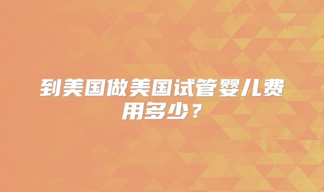 到美国做美国试管婴儿费用多少？
