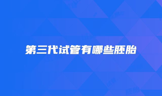 第三代试管有哪些胚胎