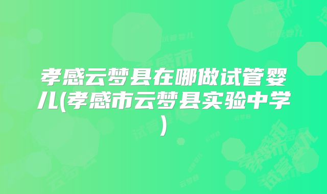 孝感云梦县在哪做试管婴儿(孝感市云梦县实验中学)